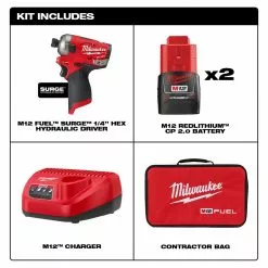 Milwaukee 2551-22 M12 FUEL 12V SURGE 1/4 Inch Hex Hydraulic Driver Kit Tools & Equipment