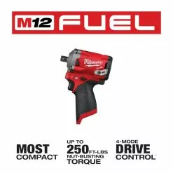 Milwaukee 2555P-20 M12 FUEL 12V 1/2-Inch Pin Impact Wrench - Bare Tool Tools & Equipment