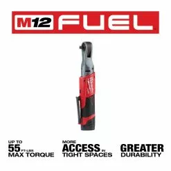 Milwaukee 2557-22 M12 FUEL 12V 3/8-Inch 55-Ft-Lbs. Li-Ion Cordless Ratchet Kit Tools & Equipment