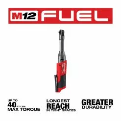 Tools & Equipment Milwaukee 2559-20 M12 FUEL 12V 1/4 Inch Extended Reach Ratchet Bare Tool 16 Tools & Equipment Milwaukee 2559-20 M12 FUEL 12V 1/4 Inch Extended Reach Ratchet Bare Tool