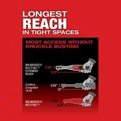Milwaukee 2560-21 M12 FUEL 12V 3/8 Inch Extended Reach Ratchet 2.0AH Kit