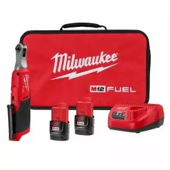 Milwaukee 2566-22 M12 FUEL 12V 1/4" Brushless Li-Ion High Speed Ratchet Kit Tools & Equipment