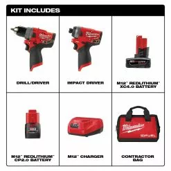 Milwaukee 2596-22 M12 FUEL 12V 2-Tool Drill Driver/Hex Impact Driver Combo Kit