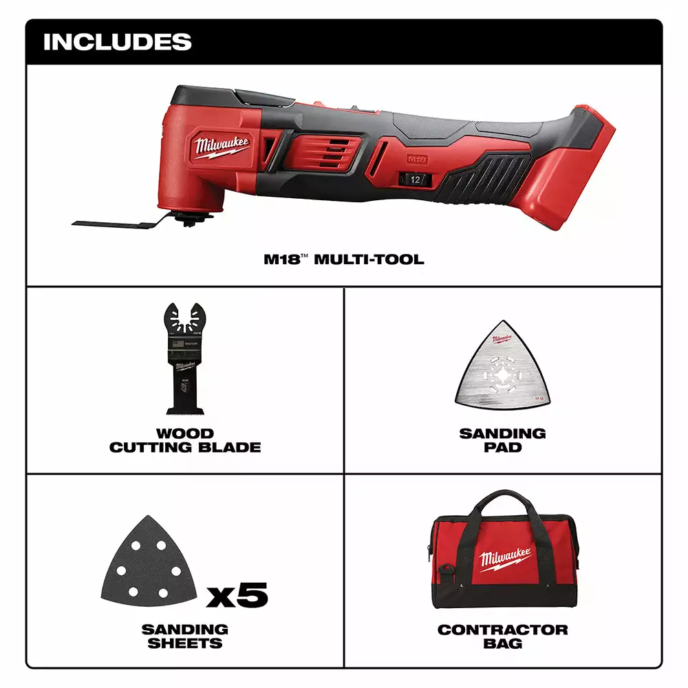 Milwaukee 2626-20 M18 18V Multi-Tool W/ Adapter - Bare Tool 4 Milwaukee 2626-20 M18 18V Multi-Tool W/ Adapter - Bare Tool
