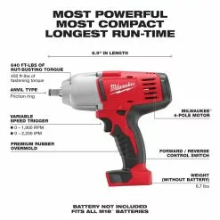 Tools & Equipment Milwaukee 2663-20 M18 18V 1/2-Inch High-Torque Impact Wrench - Bare Tool