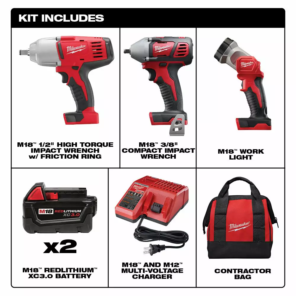 Tools & Equipment Milwaukee 2696-23 M18 18V Cordless Power Lithium-Ion 3-Tool Combo Kit 4 Tools & Equipment Milwaukee 2696-23 M18 18V Cordless Power Lithium-Ion 3-Tool Combo Kit