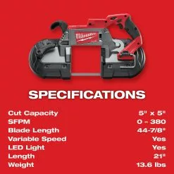 Milwaukee 2729-22 M18 FUEL 18V Deep Cut Band Saw Kit