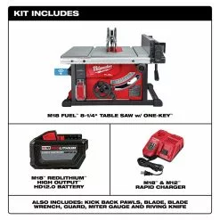 Milwaukee 2736-21HD M18 FUEL 18V 8-1/4-Inch Cordless One-Key Table Saw Kit