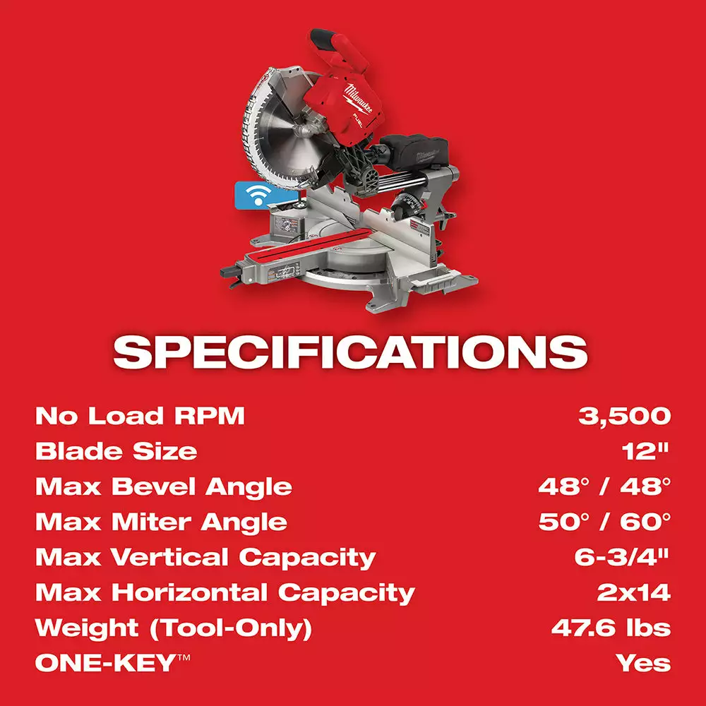 Milwaukee 2739-20 M18 FUEL 18V 12" Dual Bevel Slide Compound Miter Saw-Bare Tool 10 Milwaukee 2739-20 M18 FUEL 18V 12" Dual Bevel Slide Compound Miter Saw-Bare Tool