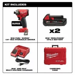 Milwaukee 2760-22CT M18 FUEL 18V 1/4-Inch Surge Hex Hydraulic Driver Kit