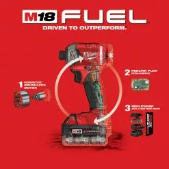 Milwaukee 2760-22 M18 FUEL 18V 1/4 In. Hex Hydraulic Impact Driver Tool Kit Tools & Equipment 20 Milwaukee 2760-22 M18 FUEL 18V 1/4 In. Hex Hydraulic Impact Driver Tool Kit Tools & Equipment