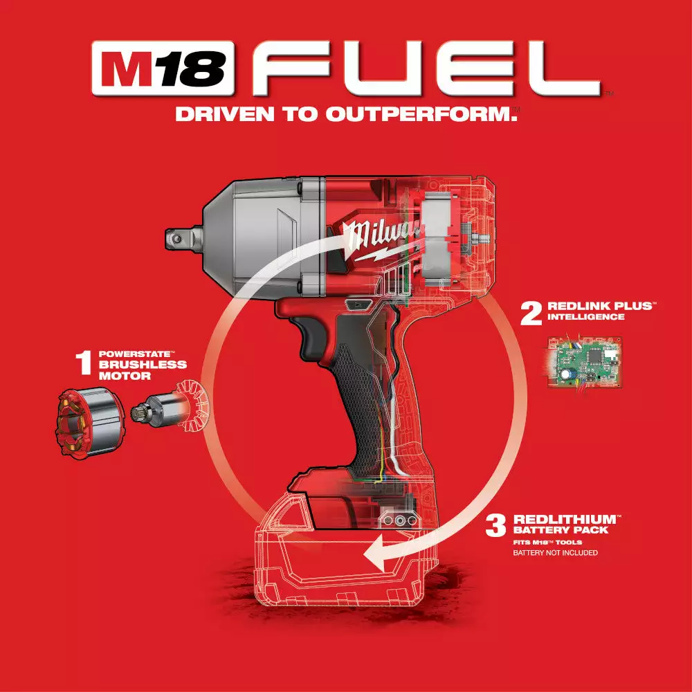 Milwaukee 2766-20 M18 FUEL 18V 1/2-Inch Detent Pin Impact Wrench - Bare Tool Tools & Equipment 8 Milwaukee 2766-20 M18 FUEL 18V 1/2-Inch Detent Pin Impact Wrench - Bare Tool Tools & Equipment