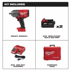 Tools & Equipment Milwaukee 2766-22 M18 FUEL 18V 1/2-Inch High Torque Detent Pin Impact Wrench Kit