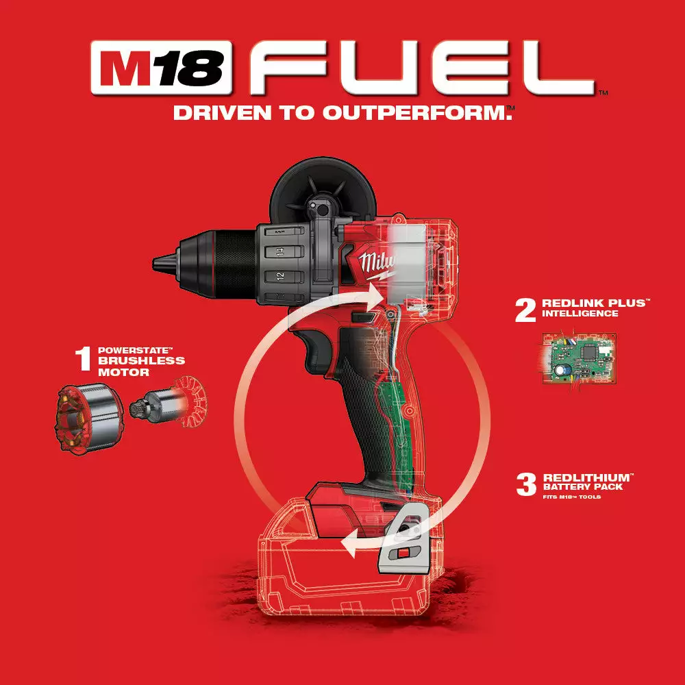 Milwaukee 2803-20 M18 FUEL 18V 1/2" Cordless Brushless Drill Driver - Bare Tool Tools & Equipment 8 Milwaukee 2803-20 M18 FUEL 18V 1/2" Cordless Brushless Drill Driver - Bare Tool Tools & Equipment