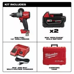 Milwaukee 2803-22 M18 FUEL 18V 1/2-Inch Cordless Lithium-Ion Drill Driver Kit Tools & Equipment