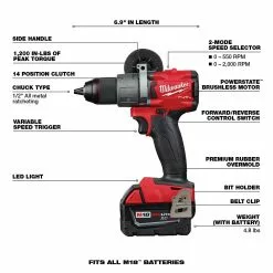 Milwaukee 2803-22 M18 FUEL 18V 1/2-Inch Cordless Lithium-Ion Drill Driver Kit Tools & Equipment