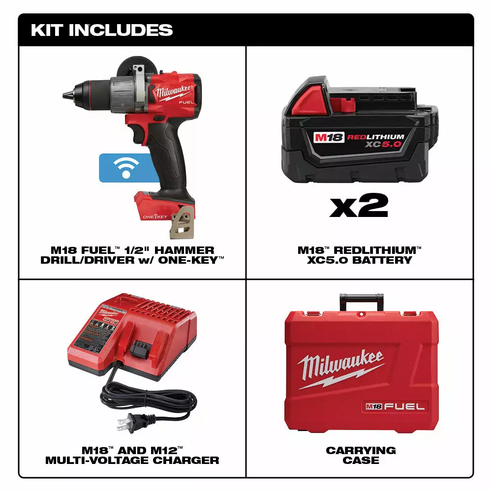 Tools & Equipment Milwaukee 2806-22 M18 FUEL 18V 1/2-Inch Cordless Hammer Drill Kit 4 Tools & Equipment Milwaukee 2806-22 M18 FUEL 18V 1/2-Inch Cordless Hammer Drill Kit