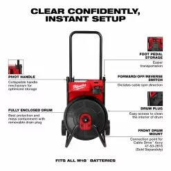 Tools & Equipment Milwaukee 2817A-21 M18 Li-Ion Cordless Drum Machine W/ 3/8" Cable 17 Tools & Equipment Milwaukee 2817A-21 M18 Li-Ion Cordless Drum Machine W/ 3/8