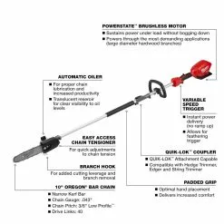 Milwaukee 2825-20PS M18 FUEL 10" Pole Saw W/ QUIK-LOK Attachment Capability 9 Milwaukee 2825-20PS M18 FUEL 10