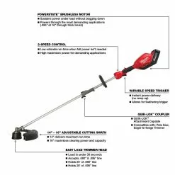 Lawn & Outdoor Power Milwaukee 2825-21E M18 FUEL Cordless String Trimmer / Edger Attachment Combo