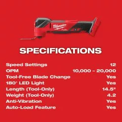 Milwaukee 2836-20 M18 FUEL 18V Cordless Li-Ion Oscillating Multi-Tool -Bare Tool Tools & Equipment