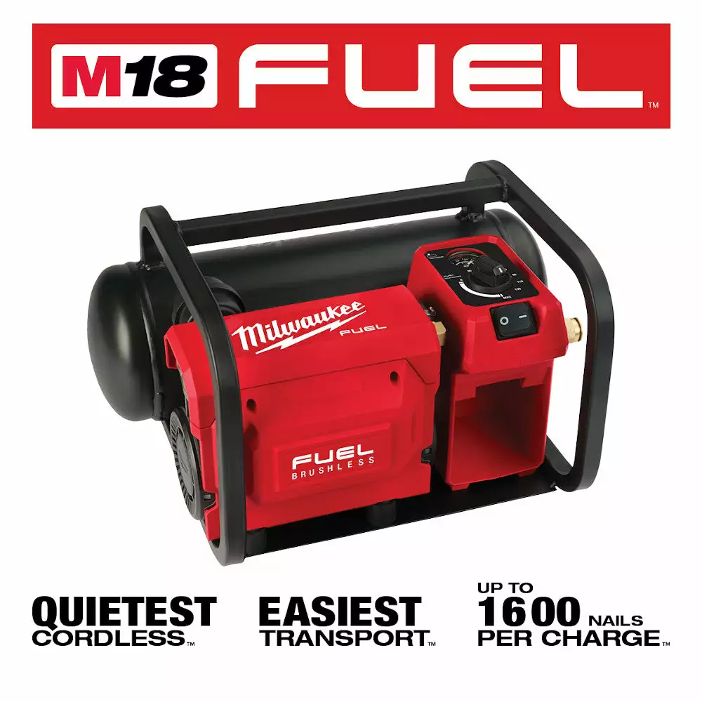 Milwaukee 2840-20 M18 FUEL 18V 2 Gallon Quiet Air Compressor - Bare Tool 4 Milwaukee 2840-20 M18 FUEL 18V 2 Gallon Quiet Air Compressor - Bare Tool