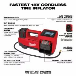 Milwaukee 2848-20 M18 18V Cordless Li-Ion Inflator - Bare Tool Tools & Equipment 16 Milwaukee 2848-20 M18 18V Cordless Li-Ion Inflator - Bare Tool Tools & Equipment