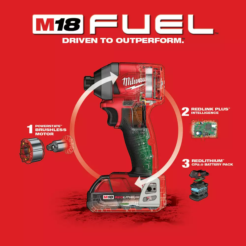 Milwaukee 2853-22CT M18 FUEL 18V 1/4-Inch HEX Cordless Impact Driver Kit 9 Milwaukee 2853-22CT M18 FUEL 18V 1/4-Inch HEX Cordless Impact Driver Kit