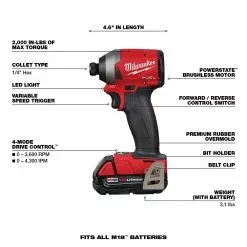 Milwaukee 2853-22CT M18 FUEL 18V 1/4-Inch HEX Cordless Impact Driver Kit 22 Milwaukee 2853-22CT M18 FUEL 18V 1/4-Inch HEX Cordless Impact Driver Kit