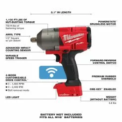 Milwaukee 2862-20 M18 FUEL 18V 1/2-Inch Pin Detent Impact Wrench - Bare Tool Tools & Equipment
