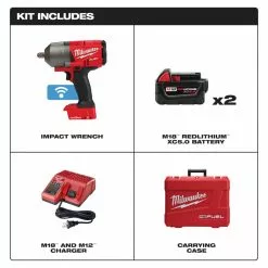 Milwaukee 2862-22 M18 FUEL 18V 1/2-Inch Pin Detent High Torque Impact Wrench Kit