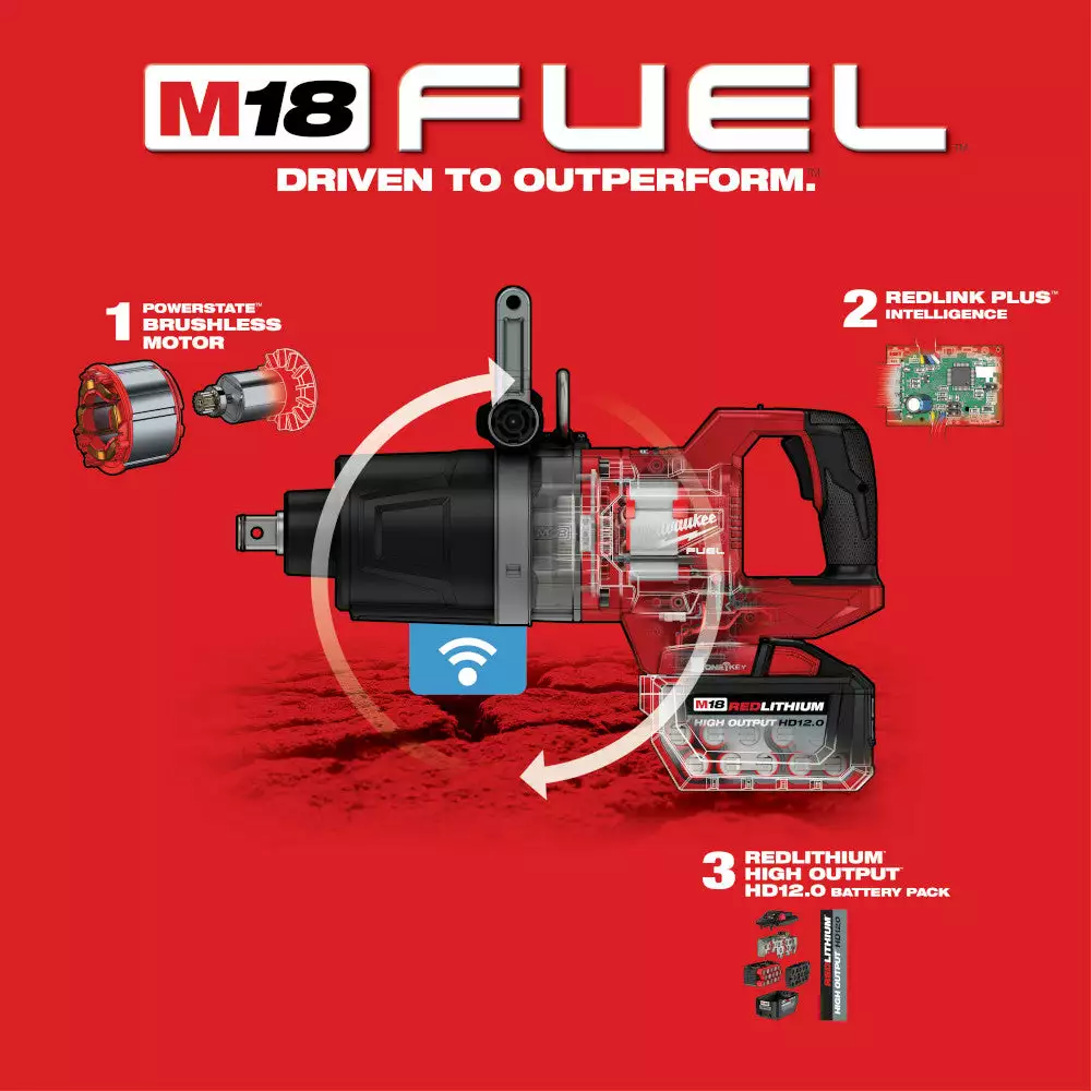 Milwaukee 2868-22HD M18 FUEL 18V 1" D-Handle High Torque Impact Wrench Kit Tools & Equipment 9 Milwaukee 2868-22HD M18 FUEL 18V 1" D-Handle High Torque Impact Wrench Kit Tools & Equipment