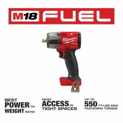 Milwaukee 2962P-20 M18 FUEL 1/2" Mid-Torque Impact Wrench W/Pin Detent-Bare Tool