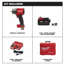 Tools & Equipment Milwaukee 2962P-22 M18 FUEL 18V 1/2" Cordless Li-Ion Mid Impact Wrench Kit