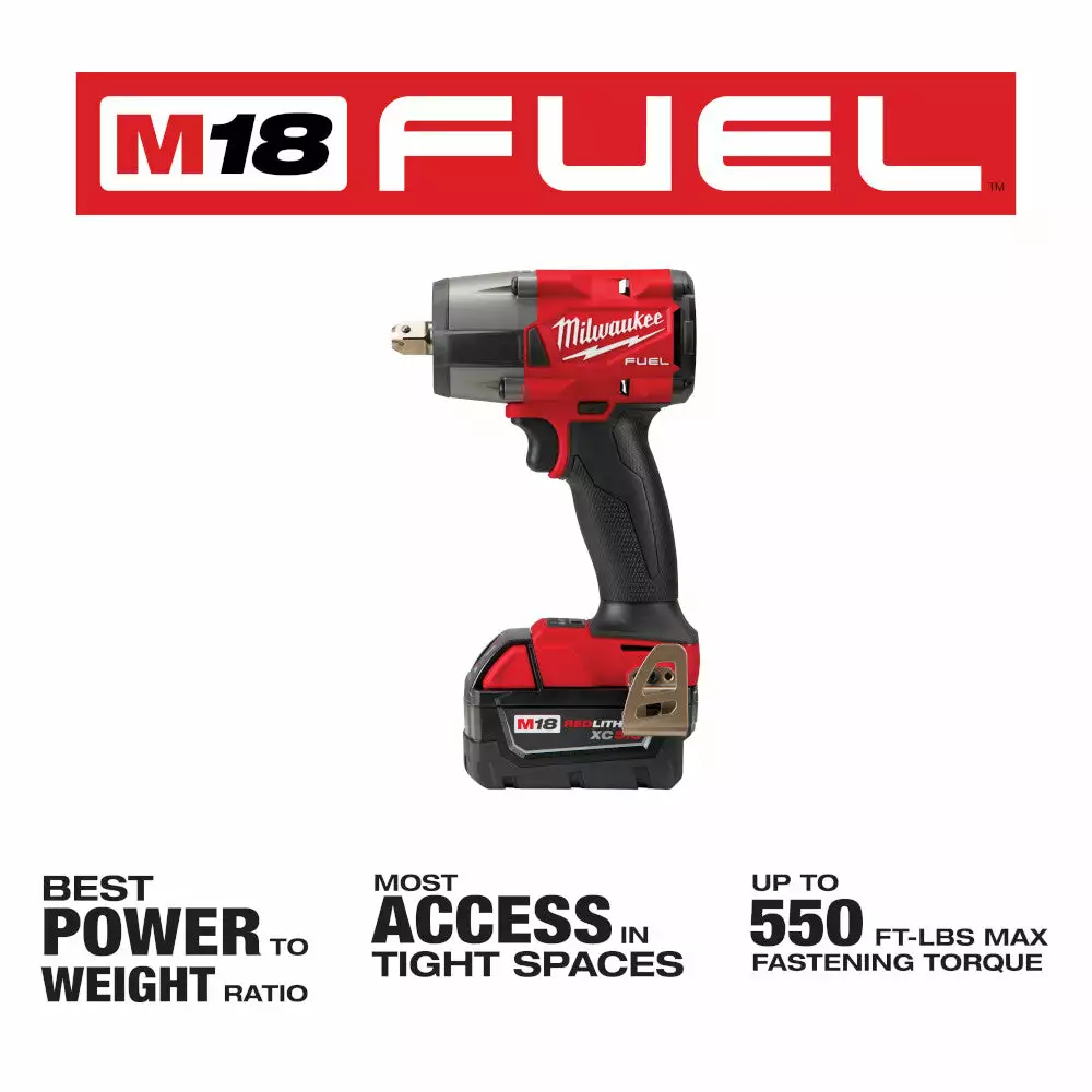 Tools & Equipment Milwaukee 2962P-22 M18 FUEL 18V 1/2" Cordless Li-Ion Mid Impact Wrench Kit 5 Tools & Equipment Milwaukee 2962P-22 M18 FUEL 18V 1/2" Cordless Li-Ion Mid Impact Wrench Kit