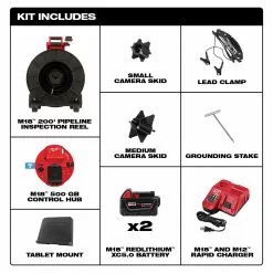 Milwaukee 2974-22 M18 200’ High Resolution Pipeline Inspection System Kit Tools & Equipment