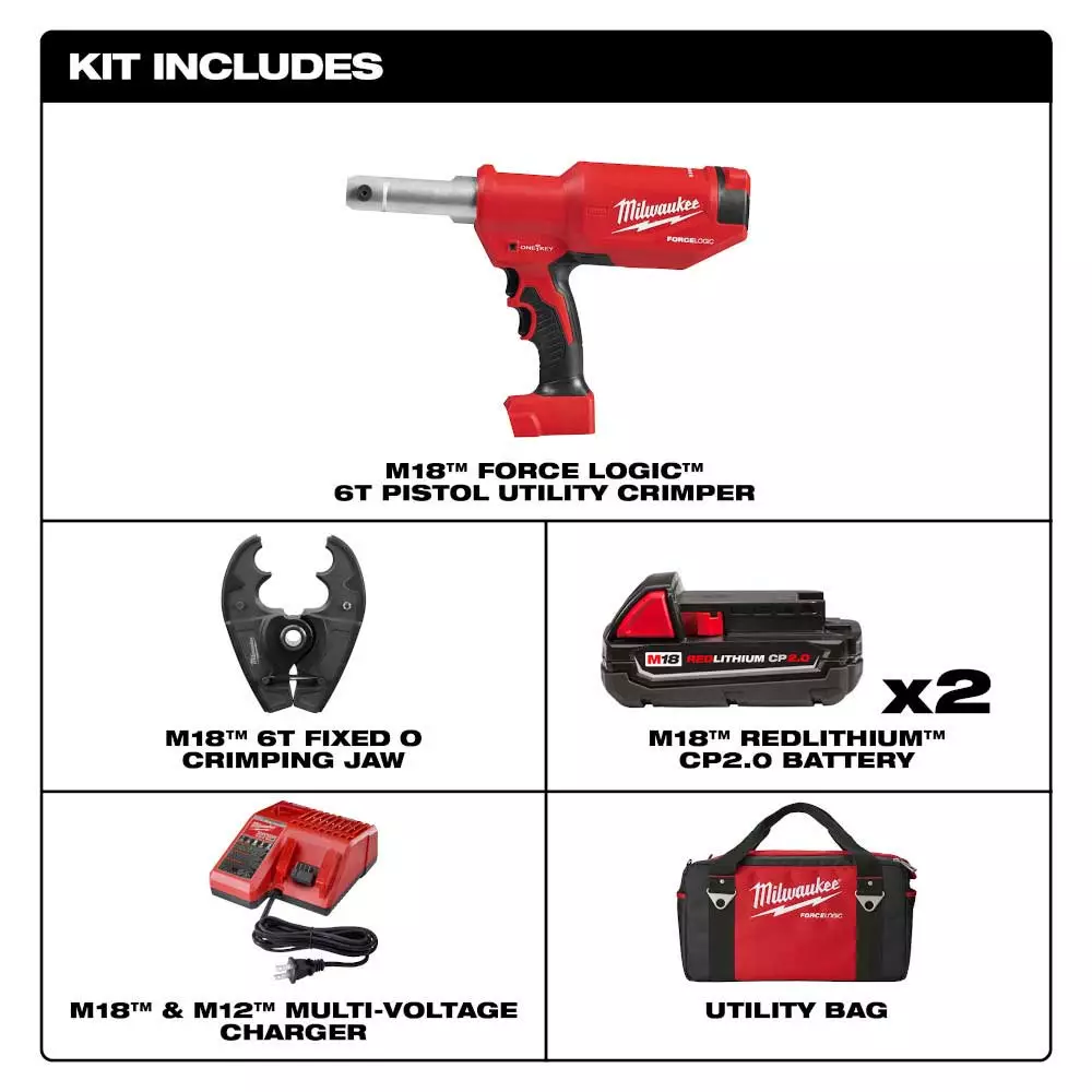 Milwaukee 2977-22O M18 18V Force Logic 6T Pistol Utility Crimper W/ O-D3 Jaw Tools & Equipment 4 Milwaukee 2977-22O M18 18V Force Logic 6T Pistol Utility Crimper W/ O-D3 Jaw Tools & Equipment