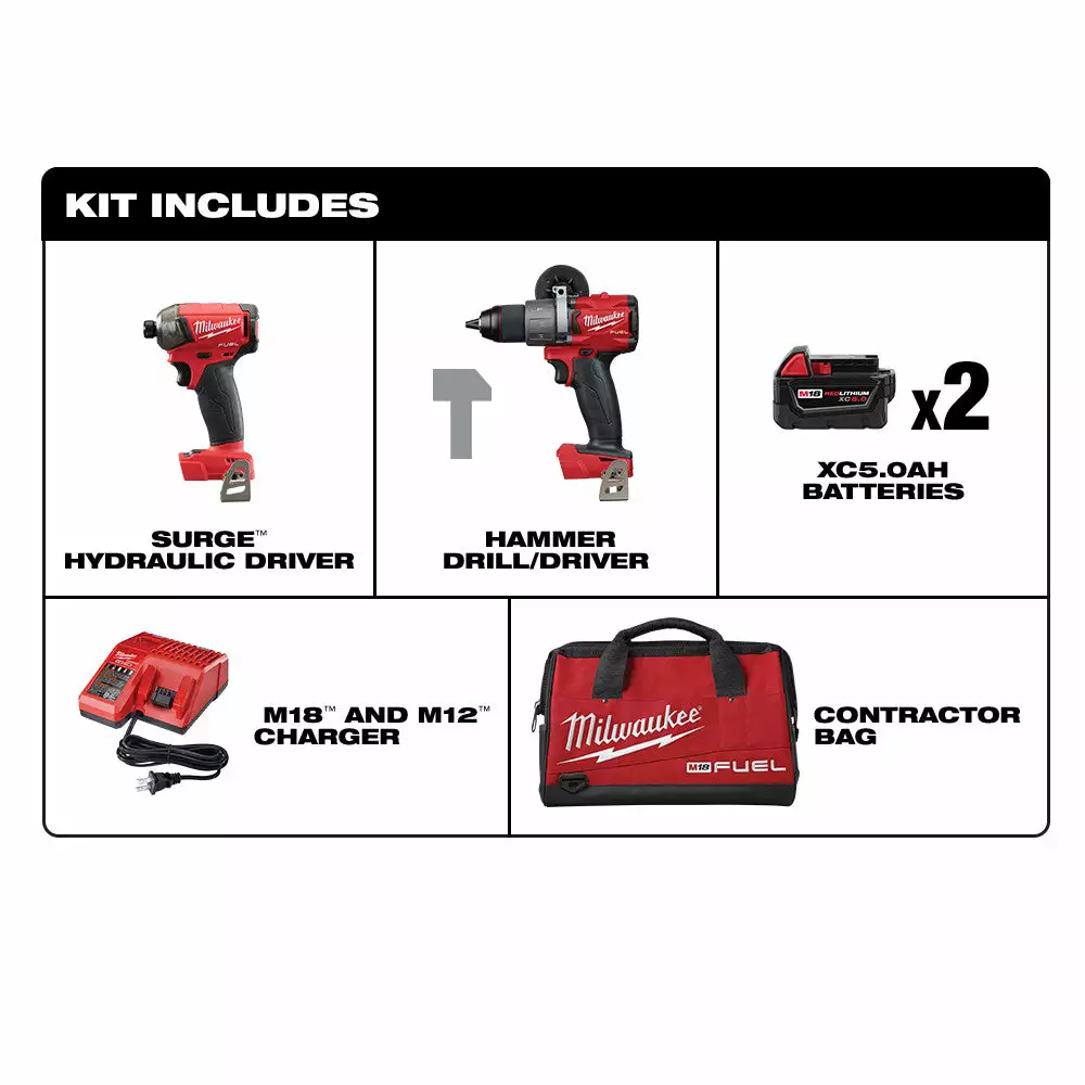 Tools & Equipment Milwaukee 2999-22 M18 FUEL 18V 2-Tool Hammer Drill/Impact Driver Combo Kit 4 Tools & Equipment Milwaukee 2999-22 M18 FUEL 18V 2-Tool Hammer Drill/Impact Driver Combo Kit