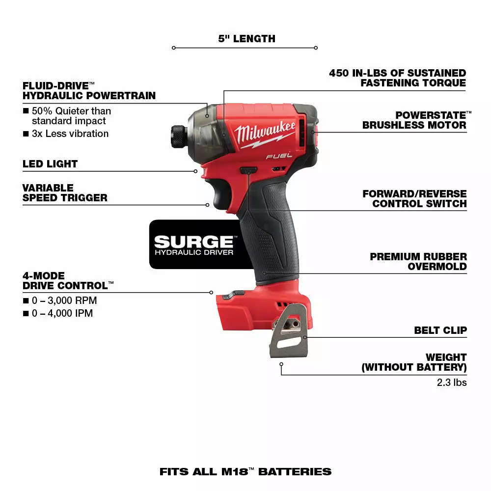 Tools & Equipment Milwaukee 2999-22 M18 FUEL 18V 2-Tool Hammer Drill/Impact Driver Combo Kit 8 Tools & Equipment Milwaukee 2999-22 M18 FUEL 18V 2-Tool Hammer Drill/Impact Driver Combo Kit