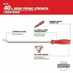 Milwaukee 45-74-9224 24" I-Beam Design All Metal Durable Pry Bar