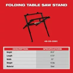 Milwaukee 48-08-0561 Black Heavy Duty Steel Compact Folding Table Saw Stand