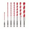 Milwaukee 48-20-9057 SHOCKWAVE Hex Shank Large Carbide Hammer Bit Kit - 7 Pc Tools & Equipment