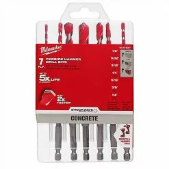 Milwaukee 48-20-9057 SHOCKWAVE Hex Shank Large Carbide Hammer Bit Kit - 7 Pc Tools & Equipment