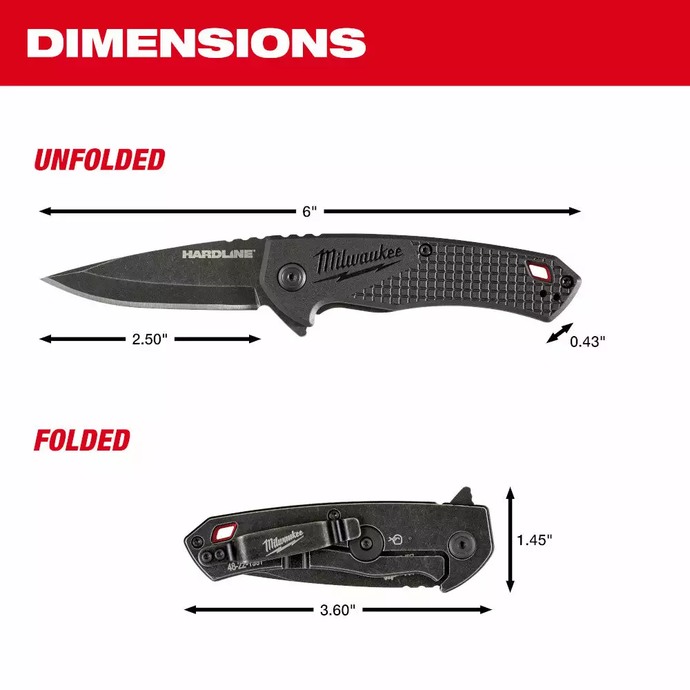 Tools & Equipment Milwaukee 48-22-1997 2.5” HARDLINE Smooth Blade Pocket Knife 5 Tools & Equipment Milwaukee 48-22-1997 2.5” HARDLINE Smooth Blade Pocket Knife