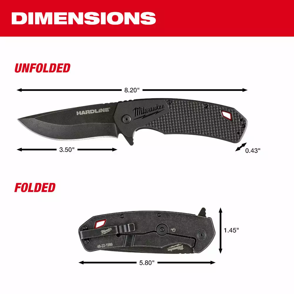 Tools & Equipment Milwaukee 48-22-1999 3.5” HARDLINE Smooth Blade Pocket Knife 5 Tools & Equipment Milwaukee 48-22-1999 3.5” HARDLINE Smooth Blade Pocket Knife