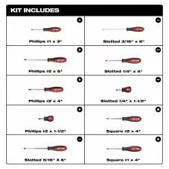 Milwaukee 48-22-2710 Professional Grade Screwdriver Kit - 10 PC Tools & Equipment 7 Milwaukee 48-22-2710 Professional Grade Screwdriver Kit - 10 PC Tools & Equipment