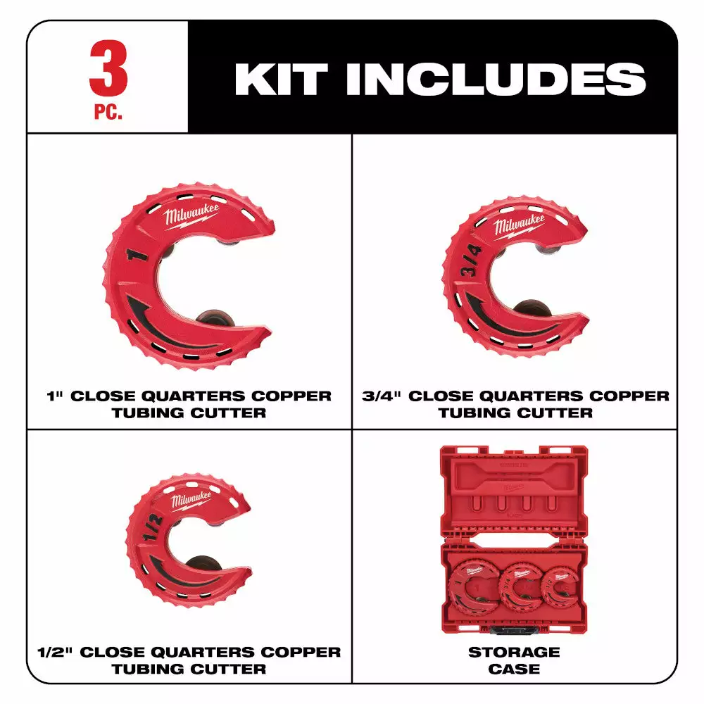 Tools & Equipment Milwaukee 48-22-4263 Compact Close Quarters Tubing Cutter Set - 3 PC 4 Tools & Equipment Milwaukee 48-22-4263 Compact Close Quarters Tubing Cutter Set - 3 PC