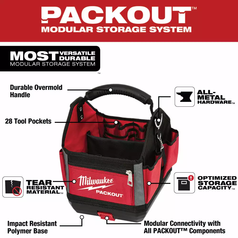 Tools & Equipment Milwaukee 48-22-8310 10-Inch 28-Pocket Ballistic Material Packout Tote 4 Tools & Equipment Milwaukee 48-22-8310 10-Inch 28-Pocket Ballistic Material Packout Tote