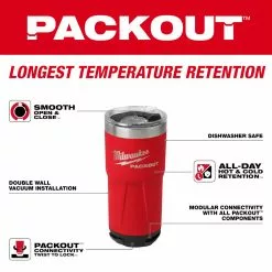 Milwaukee 48-22-8392R PACKOUT 20 OZ Durable Twist Lock Tumbler