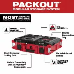 Tools & Equipment Milwaukee 48-22-8424 75-Pound Capacity Polymer Packout Standard Tool Box